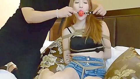 Chinese Bondage - Blonde Hair Girl Tied